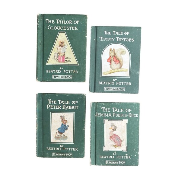 Beatrix Potter 4 Vintage Mini Books Timmy Tiptoes Tailor Gloucester Peter Rabbit - Picture 1 of 16